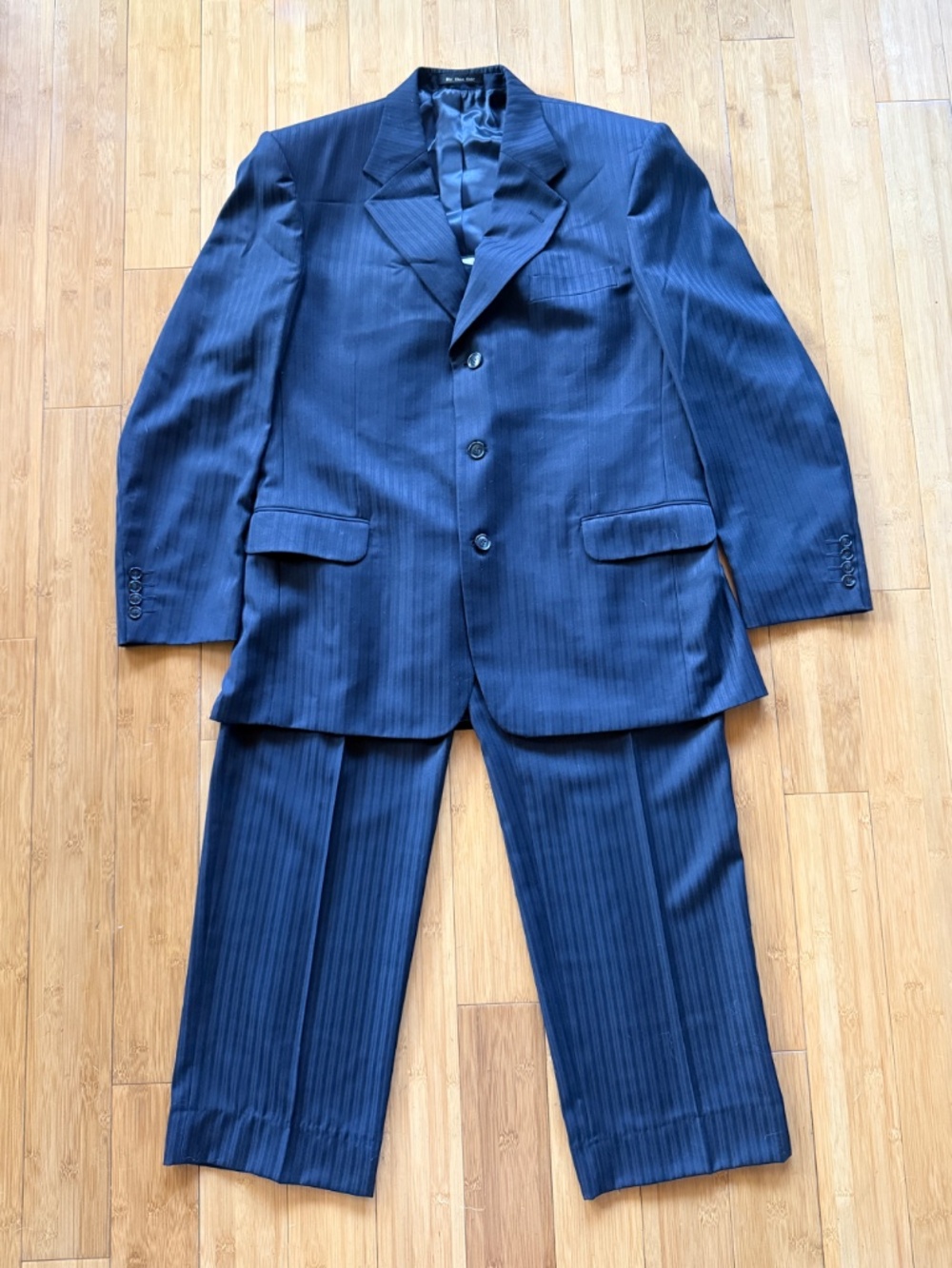 Vintage Ted Lapidus Navy Blue Wool Men's Suit Size 54 EU (44R) Excellent